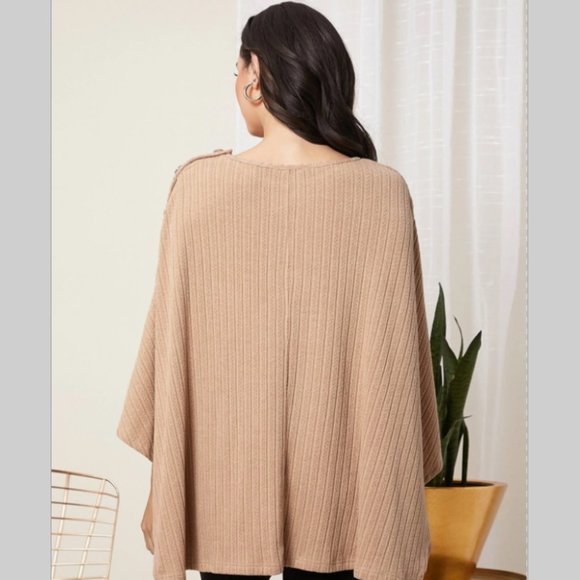 NWT maternity woman women button cape top poncho khaki clothes clothing baby new - Picture 2 of 6